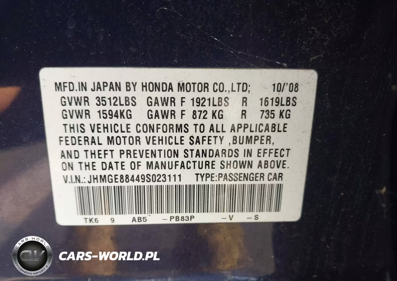 2009 Honda Fit Sport VIN:JHMGE88449S023111 - 9