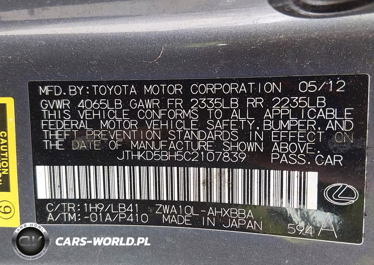 2012 Lexus Ct 200H Premium VIN:JTHKD5BH5C2107839 - 9