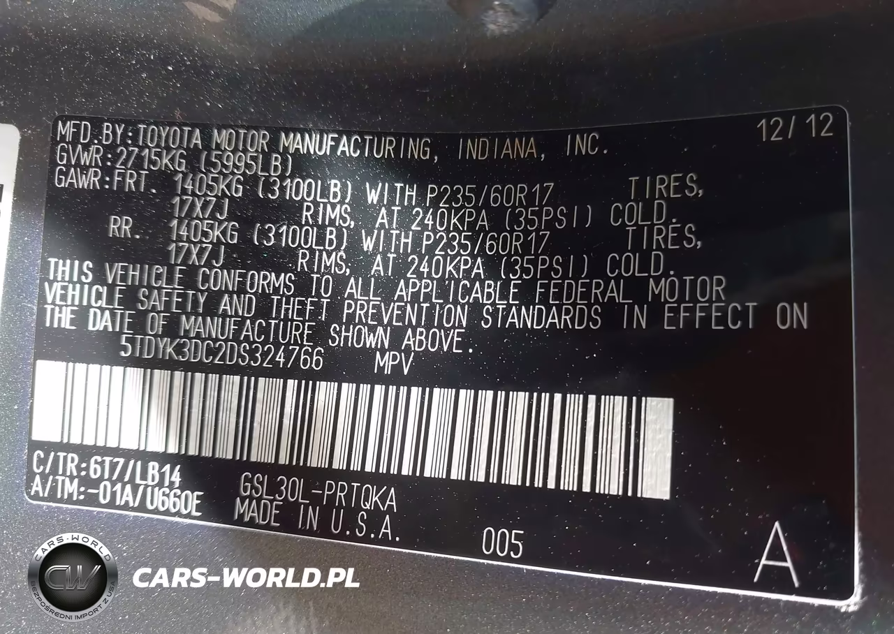 2013 Toyota Sienna Xle V6 8 Passenger VIN:5TDYK3DC2DS324766 - 9