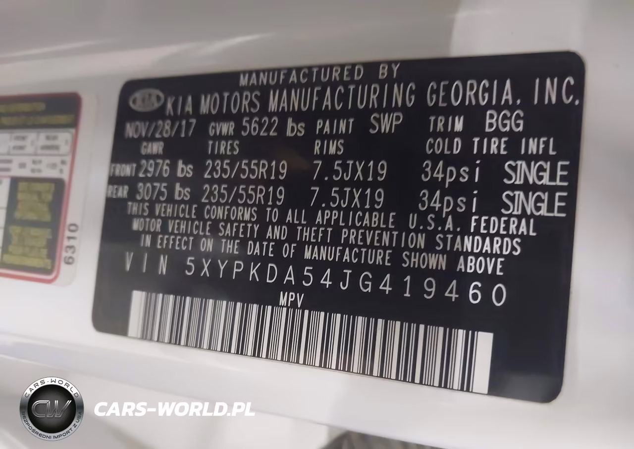2018 Kia Sorento 3.3L Sx VIN:5XYPKDA54JG419460 - 9