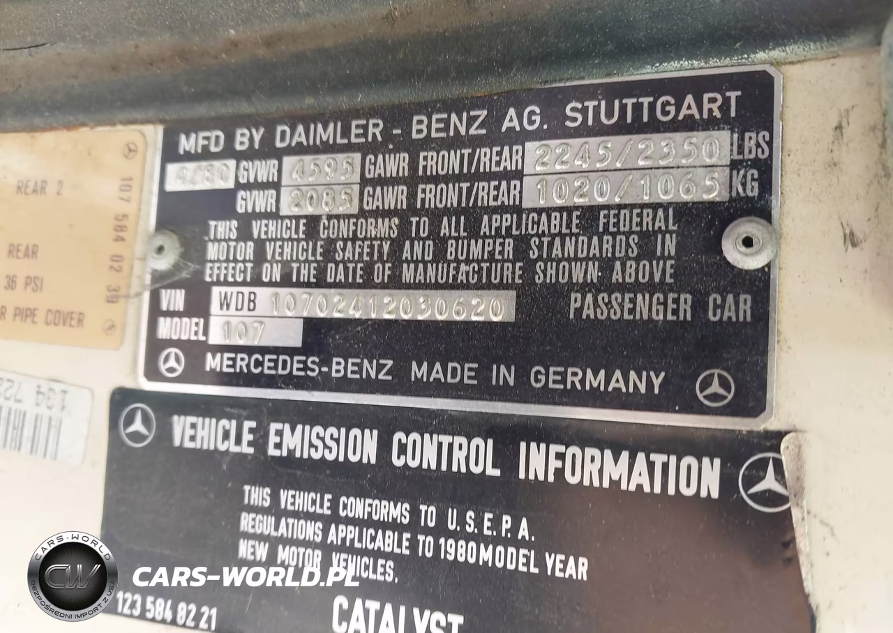 1980 Mercedes Benz 450Slc VIN:10702412030620 - 9