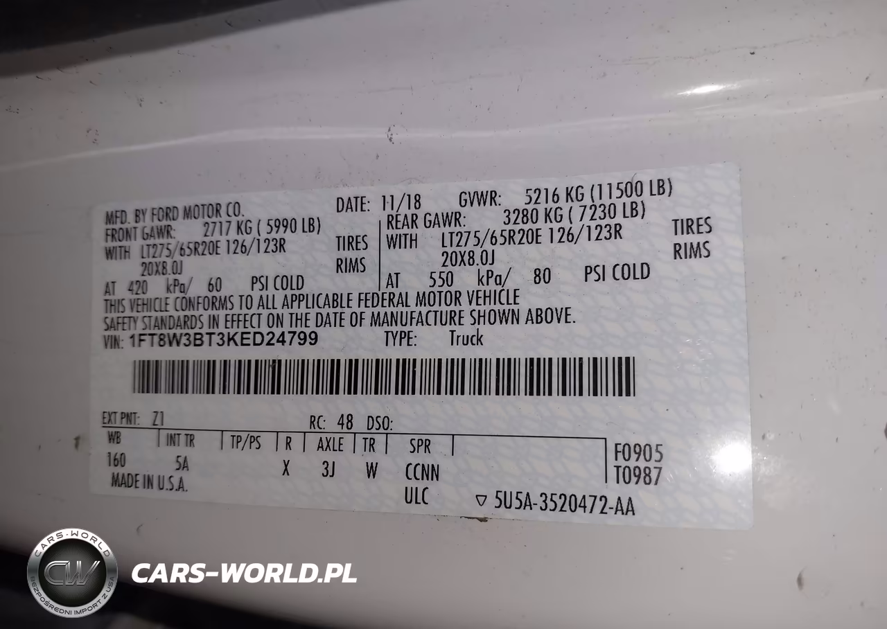 2019 Ford F-350 Lariat VIN:1FT8W3BT3KED24799 - 9