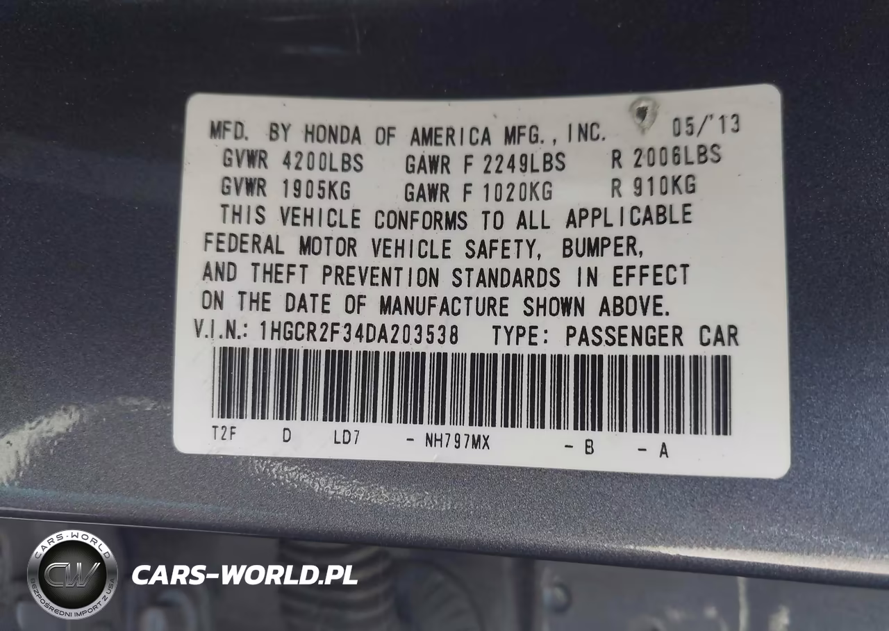 2013 Honda Accord Lx VIN:1HGCR2F34DA203538 - 9