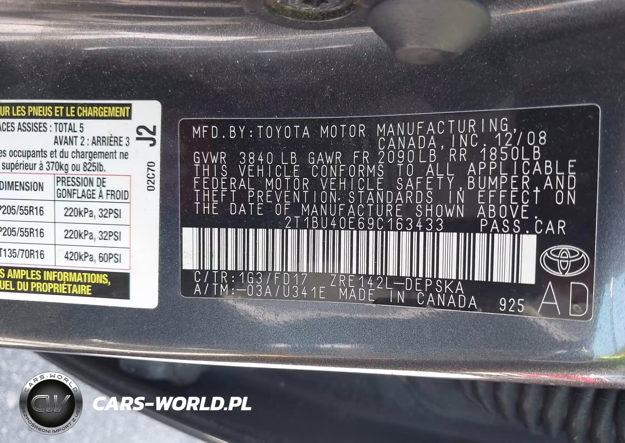 2009 Toyota Corolla S VIN:2T1BU40E69C163433 - 9