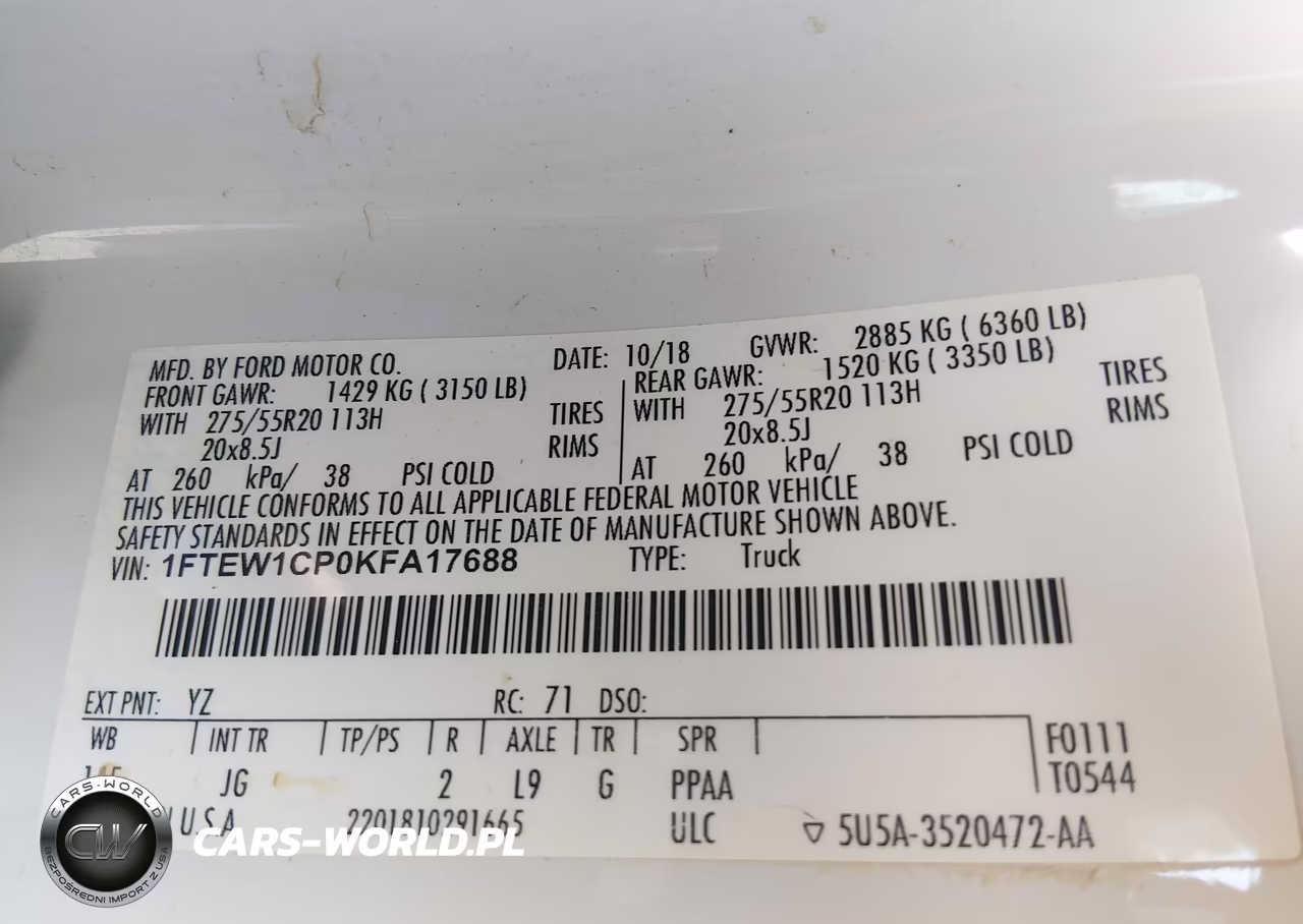 2019 Ford F-150 Xl VIN:1FTEW1CP0KFA17688 - 9