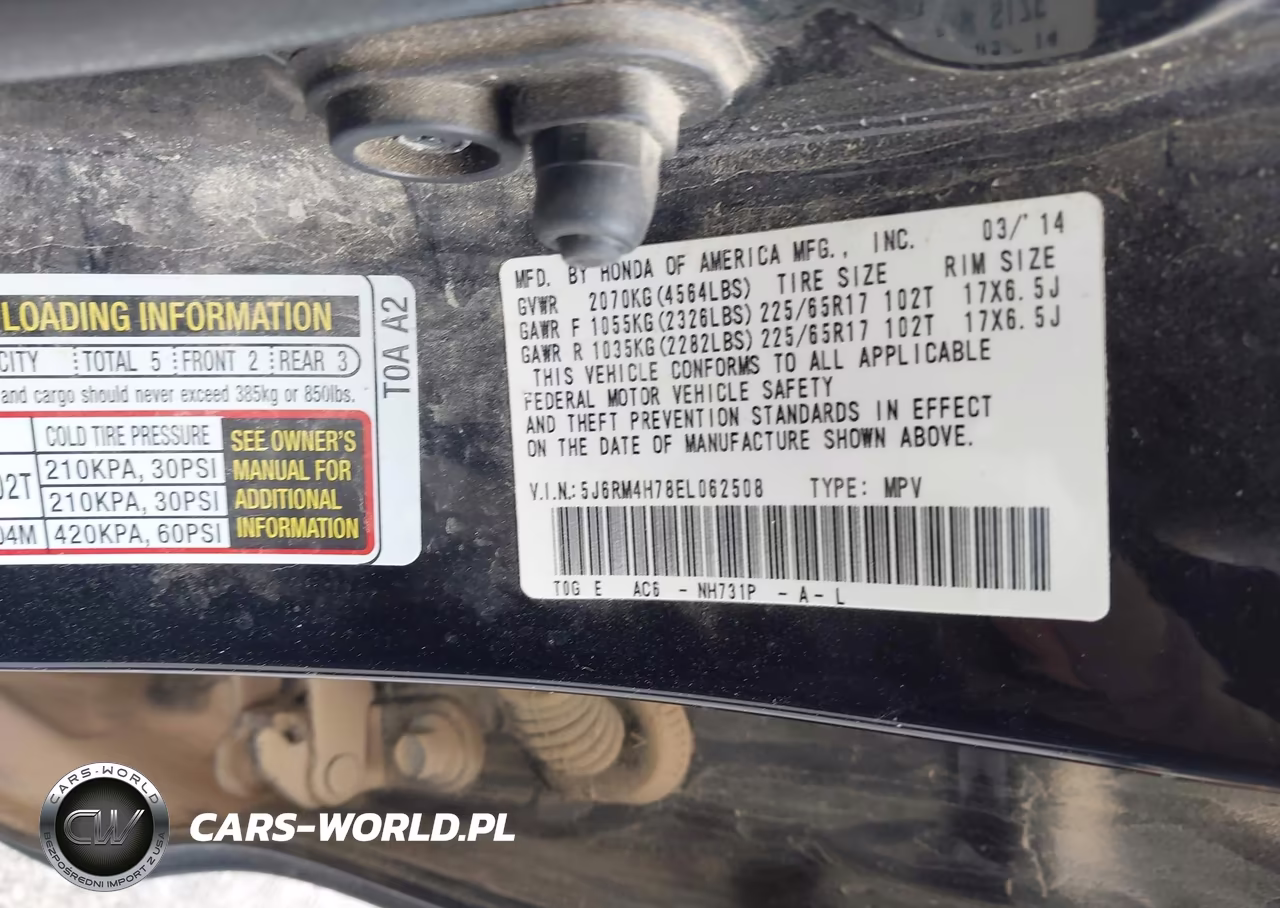 2014 Honda Cr-V Ex-L VIN:5J6RM4H78EL062508 - 9