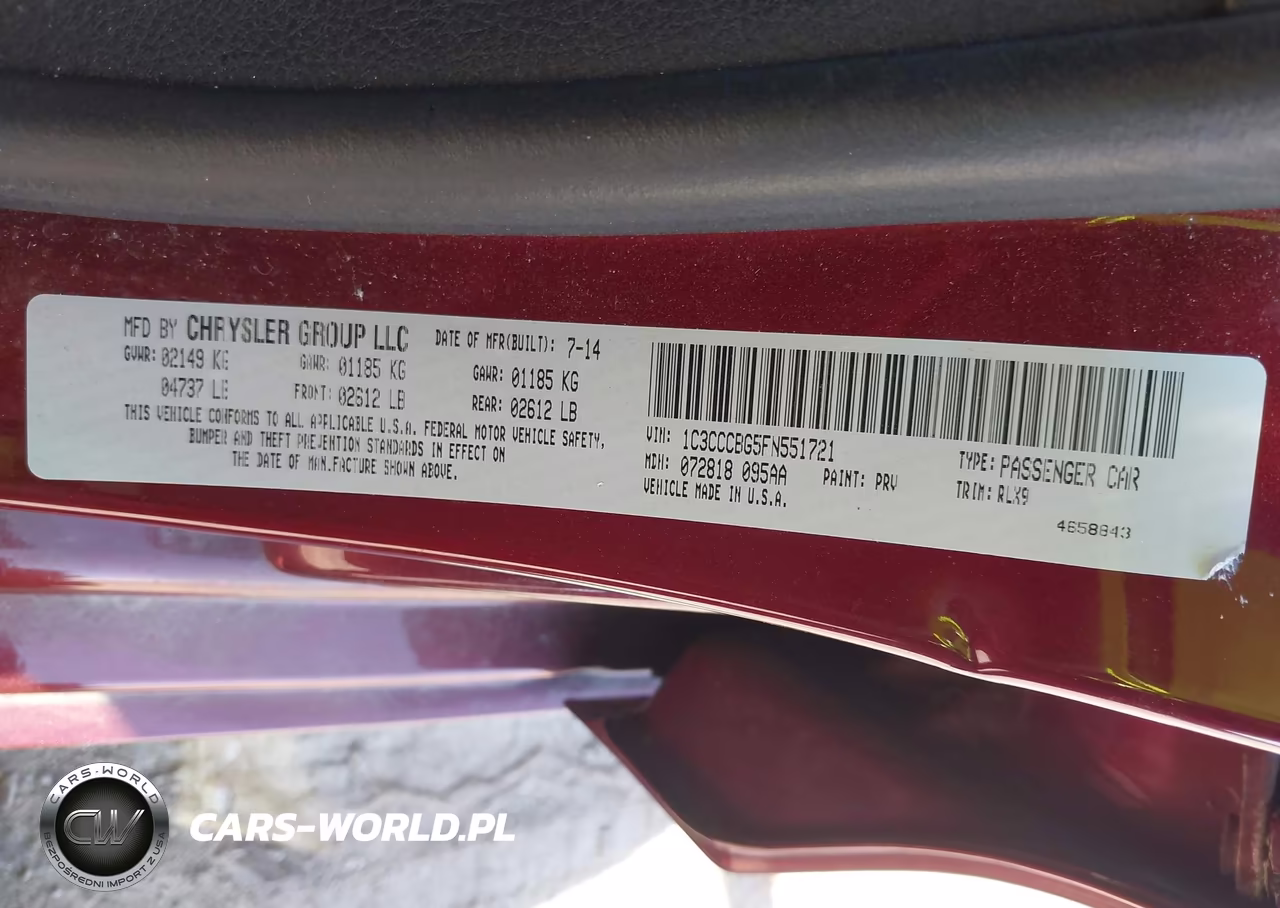 2015 Chrysler 200 S VIN:1C3CCCBG5FN551721 - 9