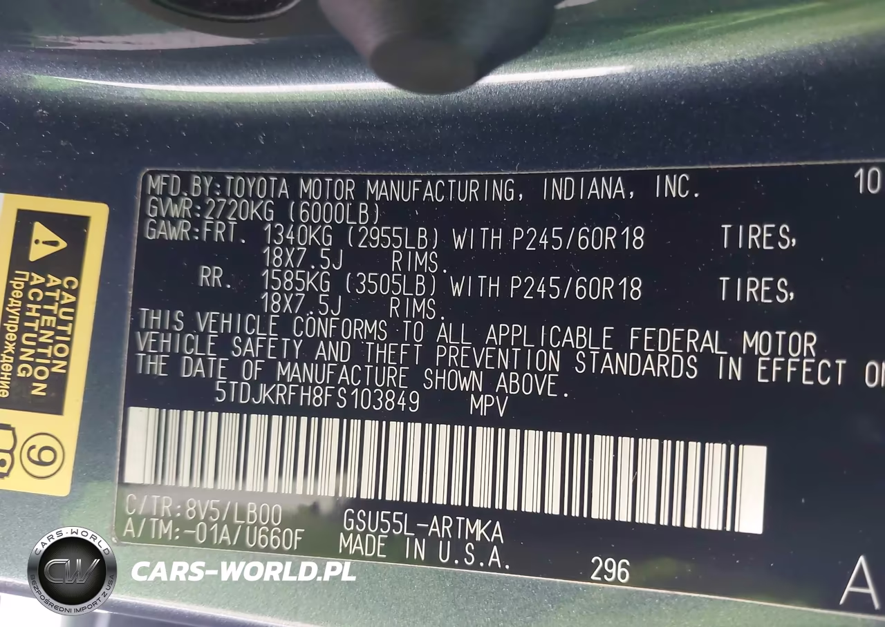 2015 Toyota Highlander Xle V6 VIN:5TDJKRFH8FS103849 - 9