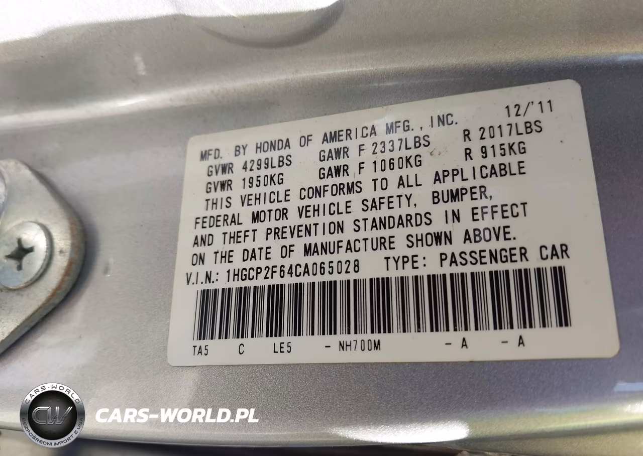2012 Honda Accord 2.4 Se VIN:1HGCP2F64CA065028 - 9