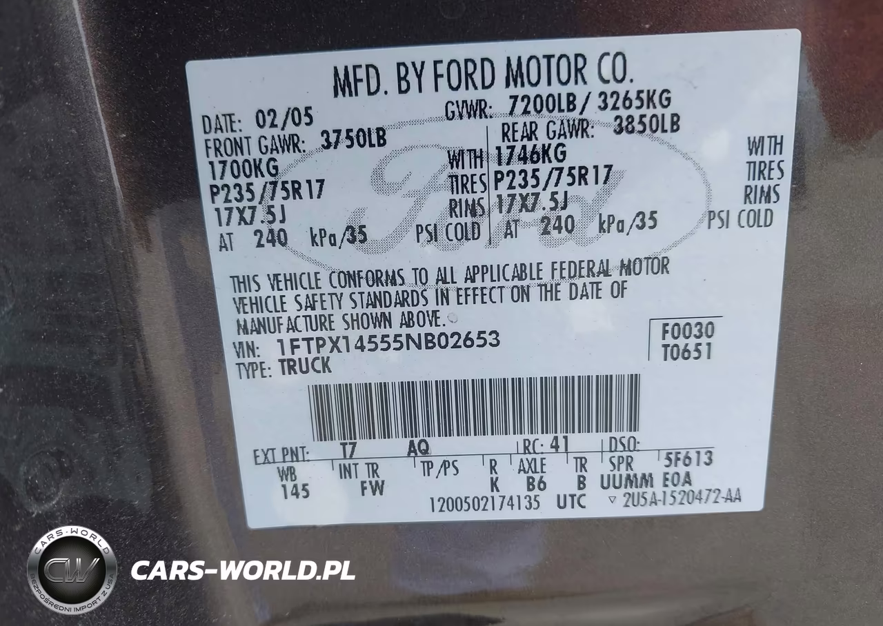 2005 Ford F-150 Fx4-Lariat-Xl-Xlt VIN:1FTPX14555NB02653 - 9