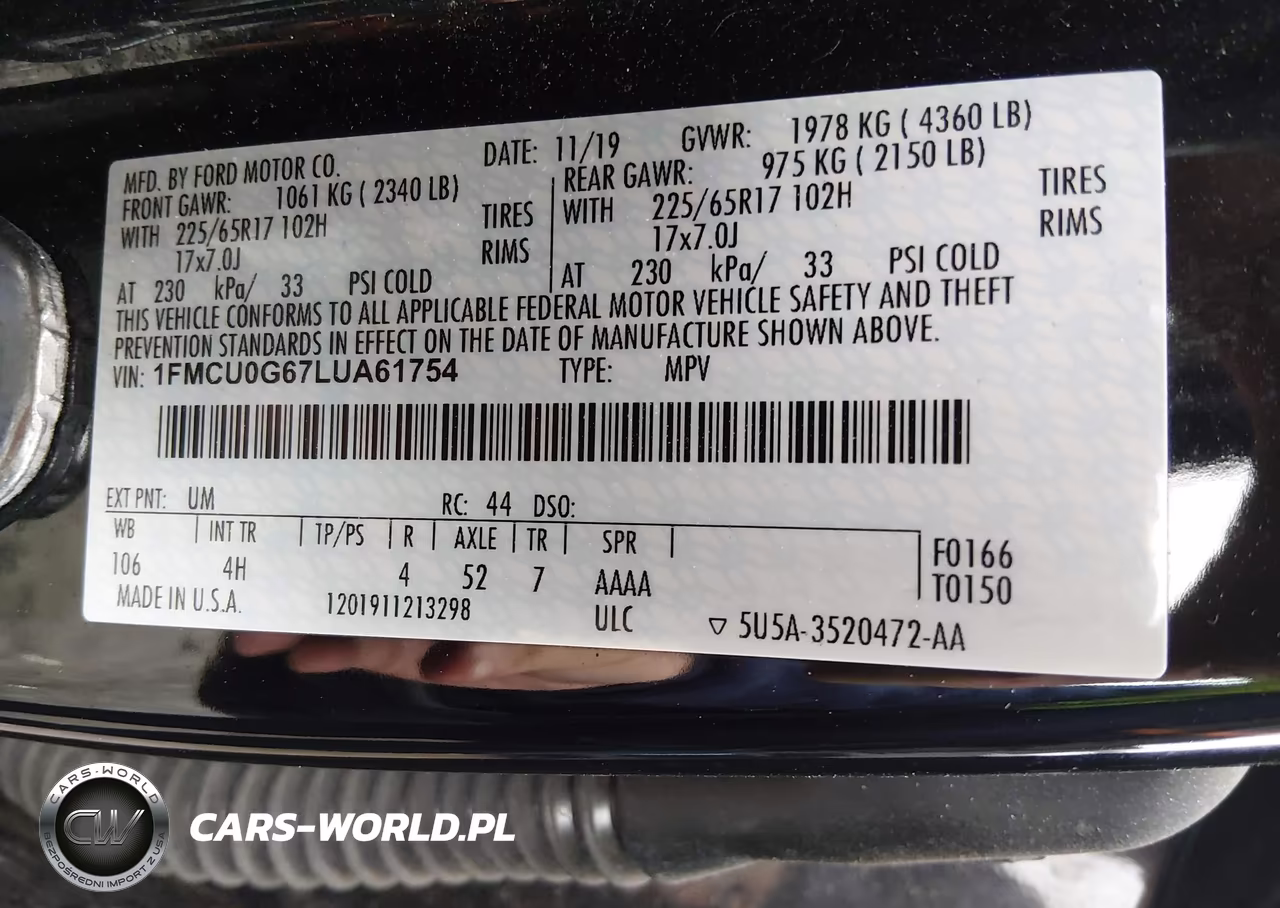 2020 Ford Escape Se VIN:1FMCU0G67LUA61754 - 9
