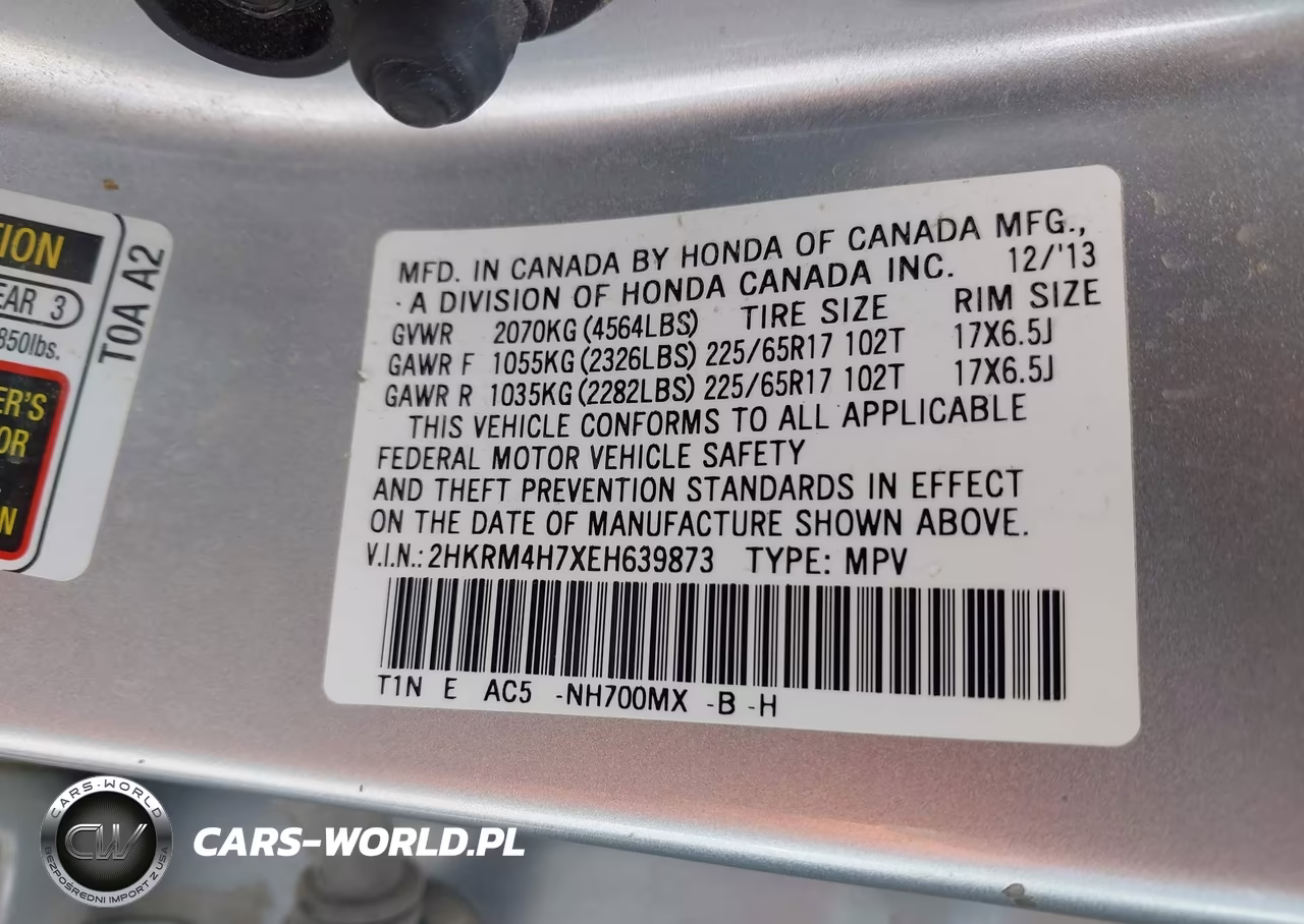 2014 Honda Cr-V Exl VIN:2HKRM4H7XEH639873 - 9