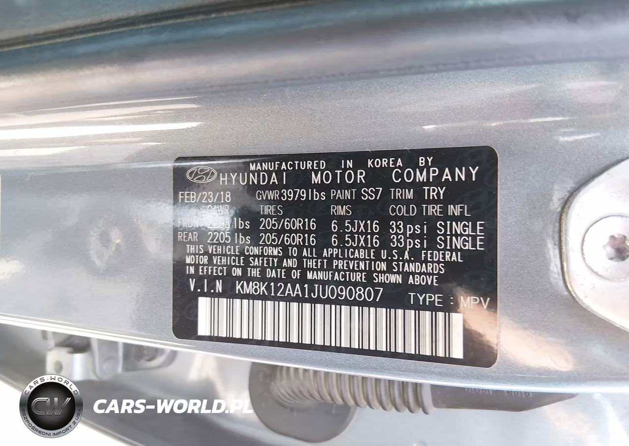 2018 Hyundai Kona Se VIN:KM8K12AA1JU090807 - 9