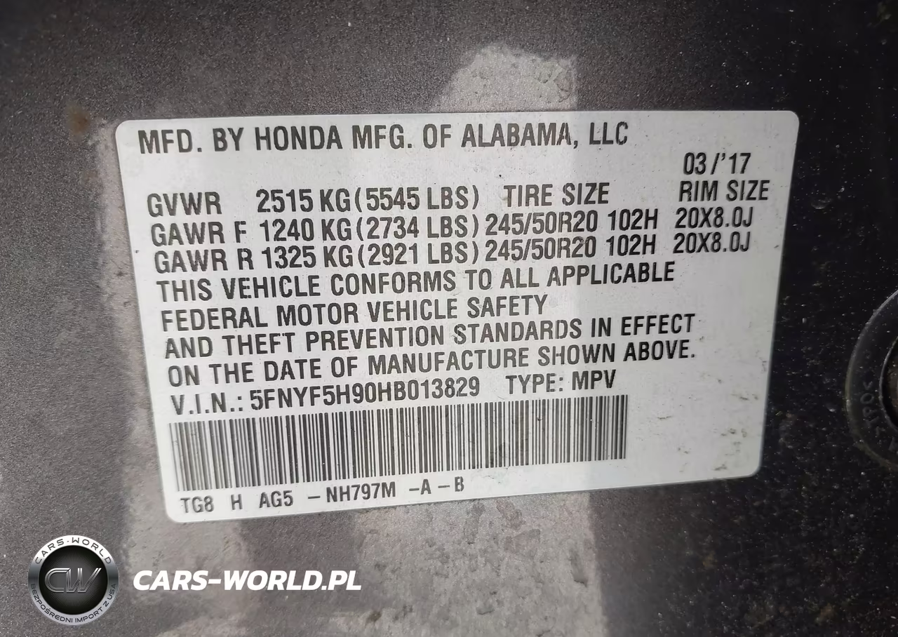 2017 Honda Pilot Touring VIN:5FNYF5H90HB013829 - 9