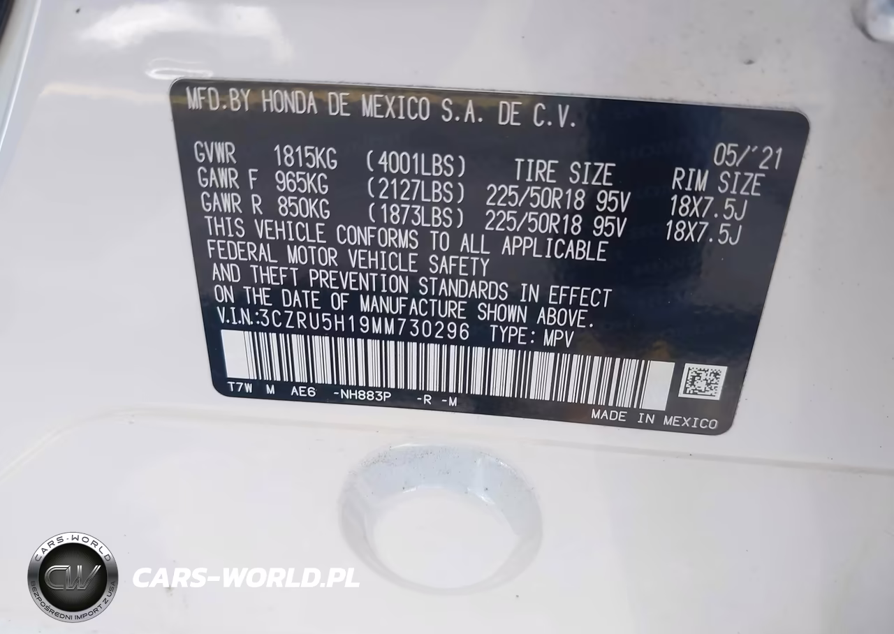 2021 Honda Hr-V 2Wd Sport VIN:3CZRU5H19MM730296 - 9