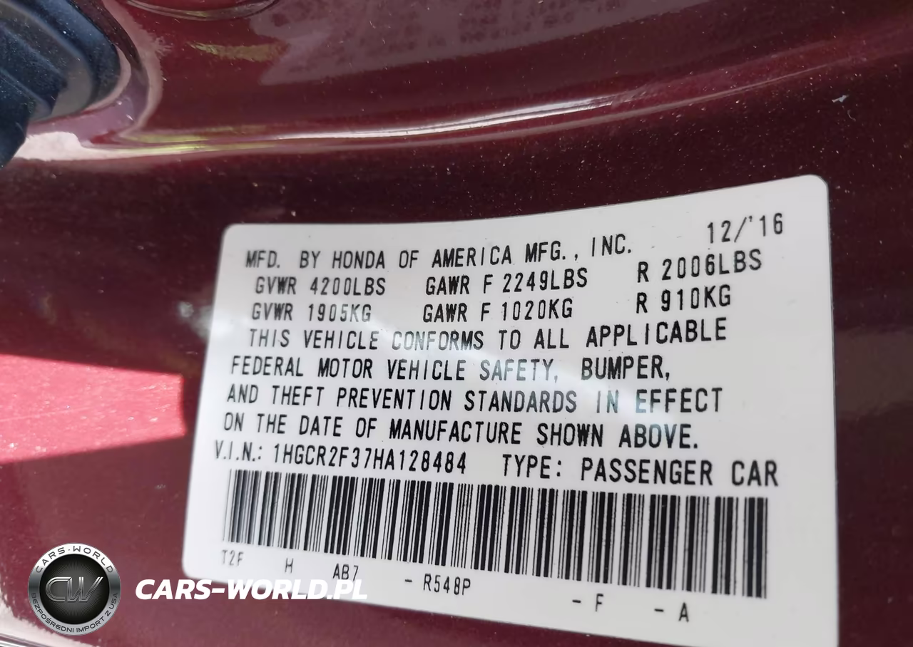 2017 Honda Accord Lx VIN:1HGCR2F37HA128484 - 9