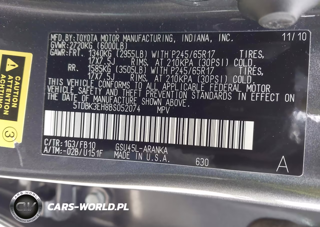 2011 Toyota Highlander Base V6 VIN:5TDBK3EH8BS052074 - 9