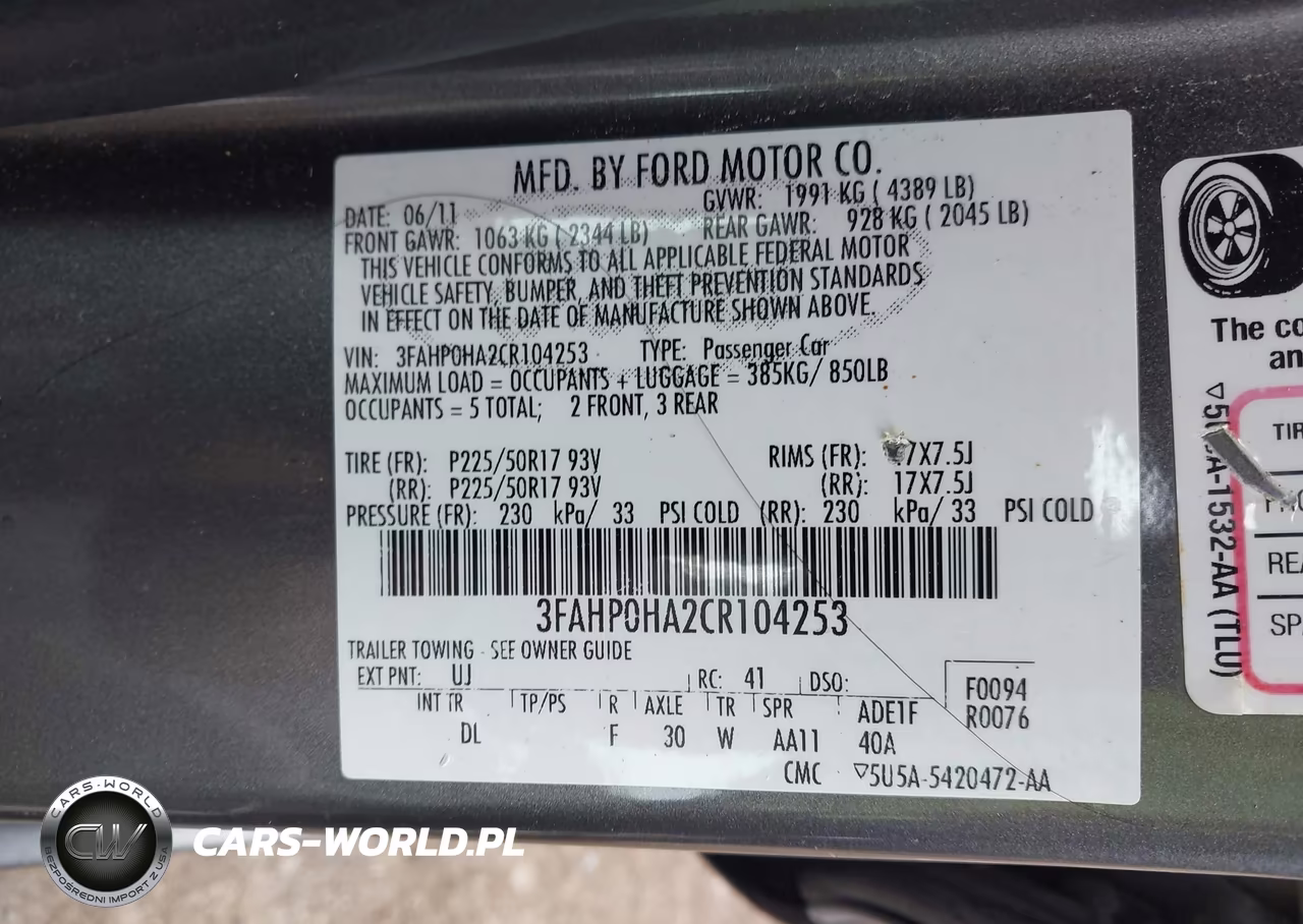 2012 Ford Fusion Se VIN:3FAHP0HA2CR104253 - 9