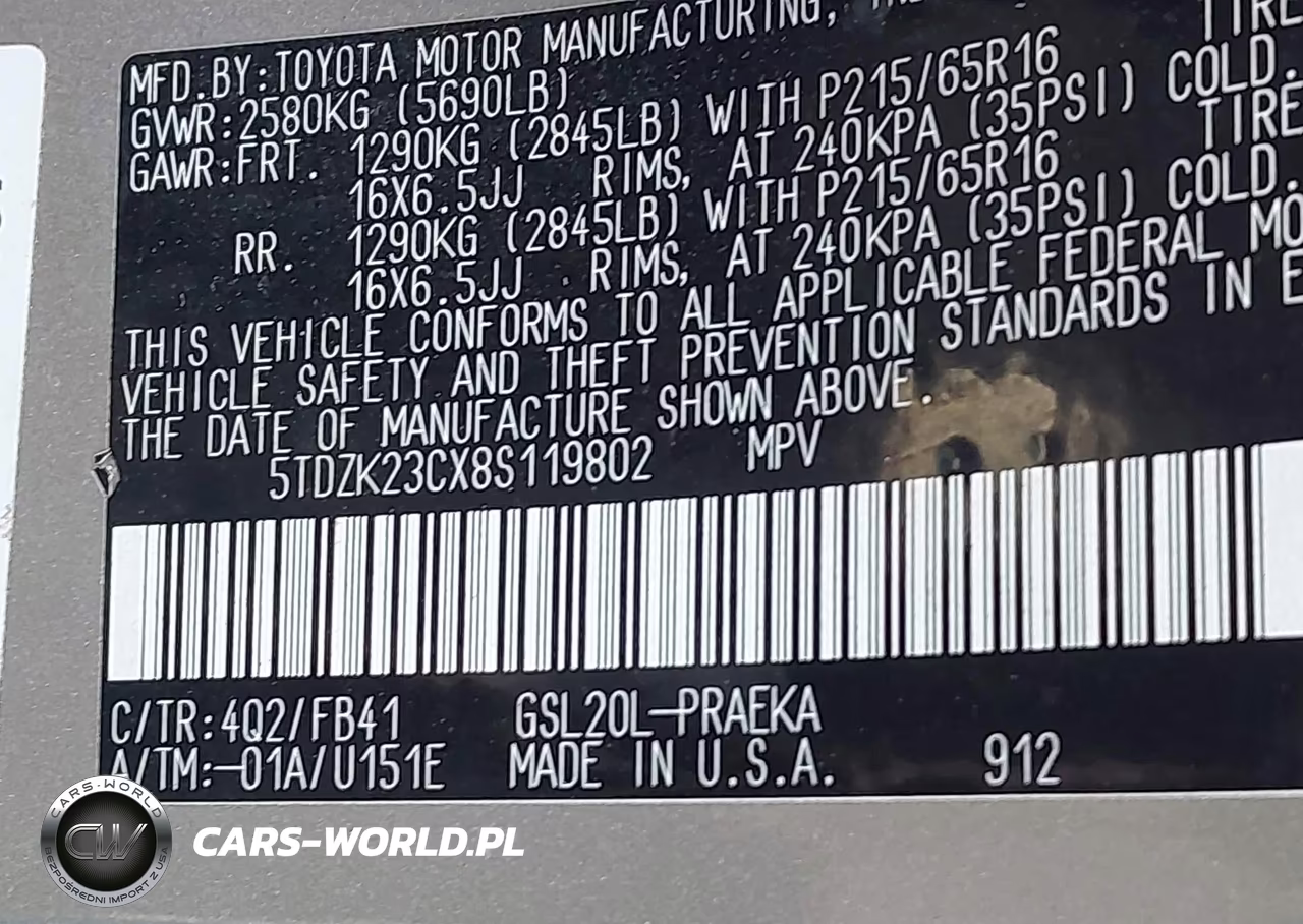 2008 Toyota Sienna Ce VIN:5TDZK23CX8S119802 - 9