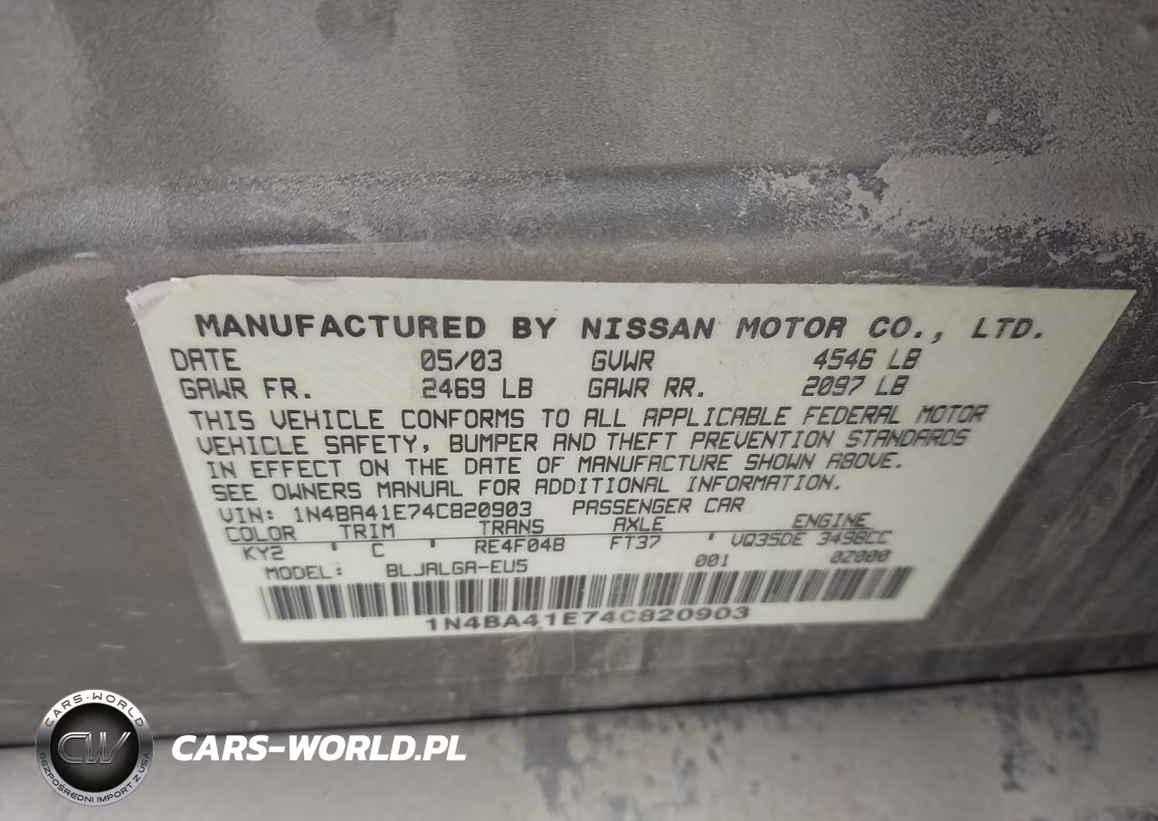 2004 Nissan Maxima 3.5 Sl VIN:1N4BA41E74C820903 - 9