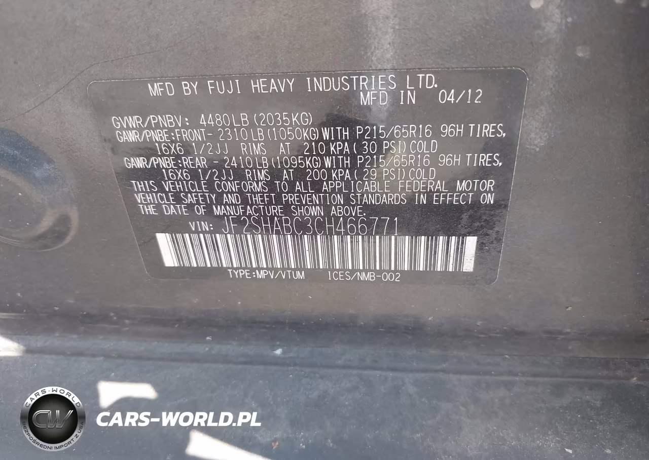 2012 Subaru Forester 2.5X VIN:JF2SHABC3CH466771 - 9