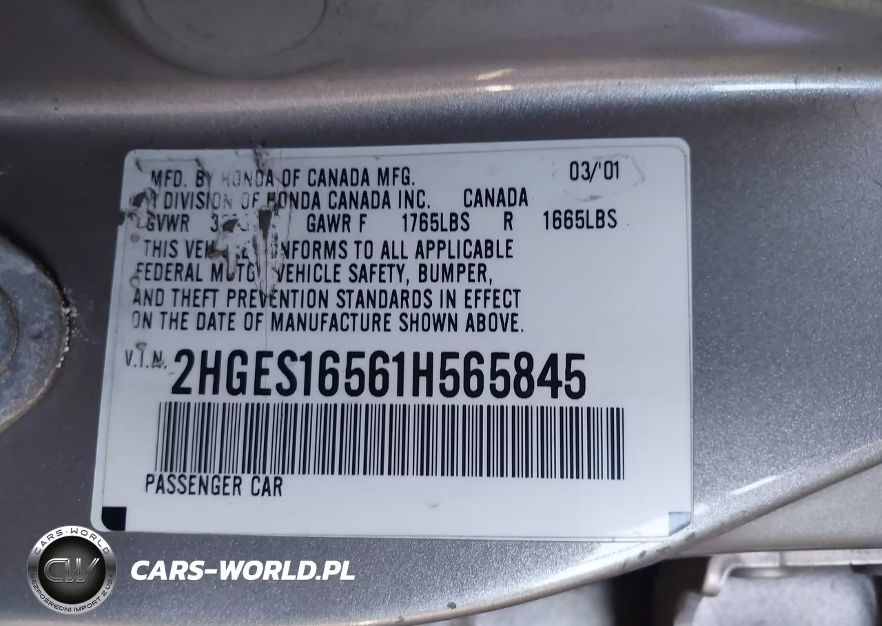 2001 Honda Civic Lx VIN:2HGES16561H565845 - 9
