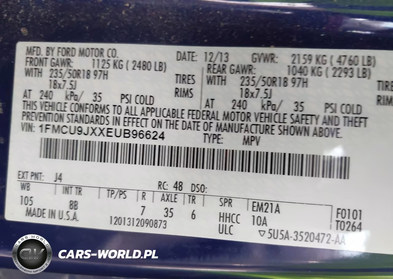 2014 Ford Escape Titanium VIN:1FMCU9JXXEUB96624 - 9
