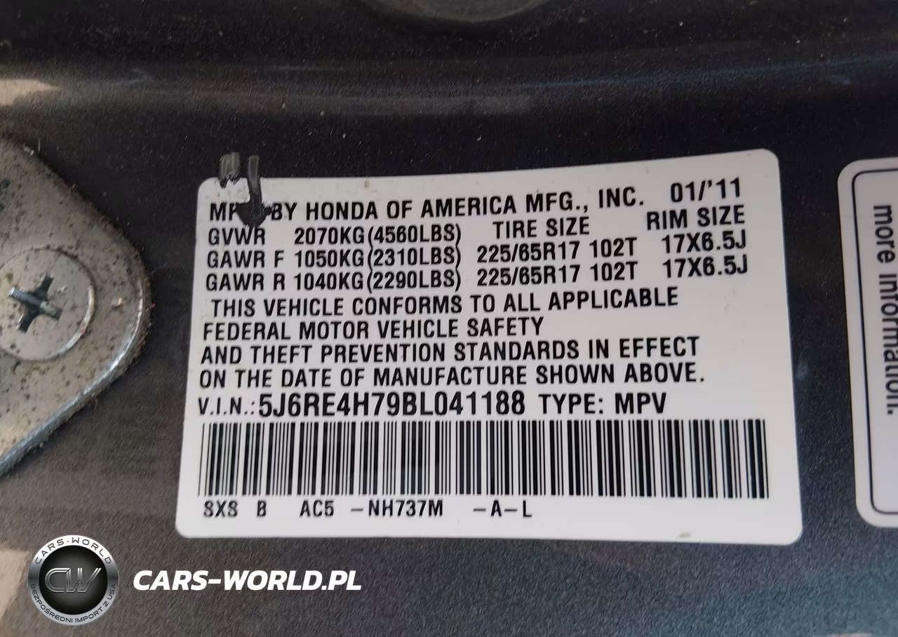 2011 Honda Cr-V Ex-L VIN:5J6RE4H79BL041188 - 9
