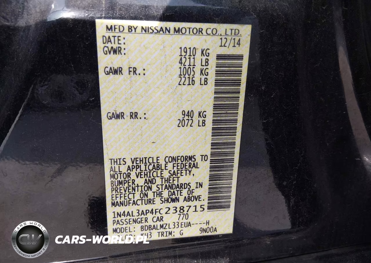 2015 Nissan Altima 2.5 Sv VIN:1N4AL3AP4FC238715 - 9