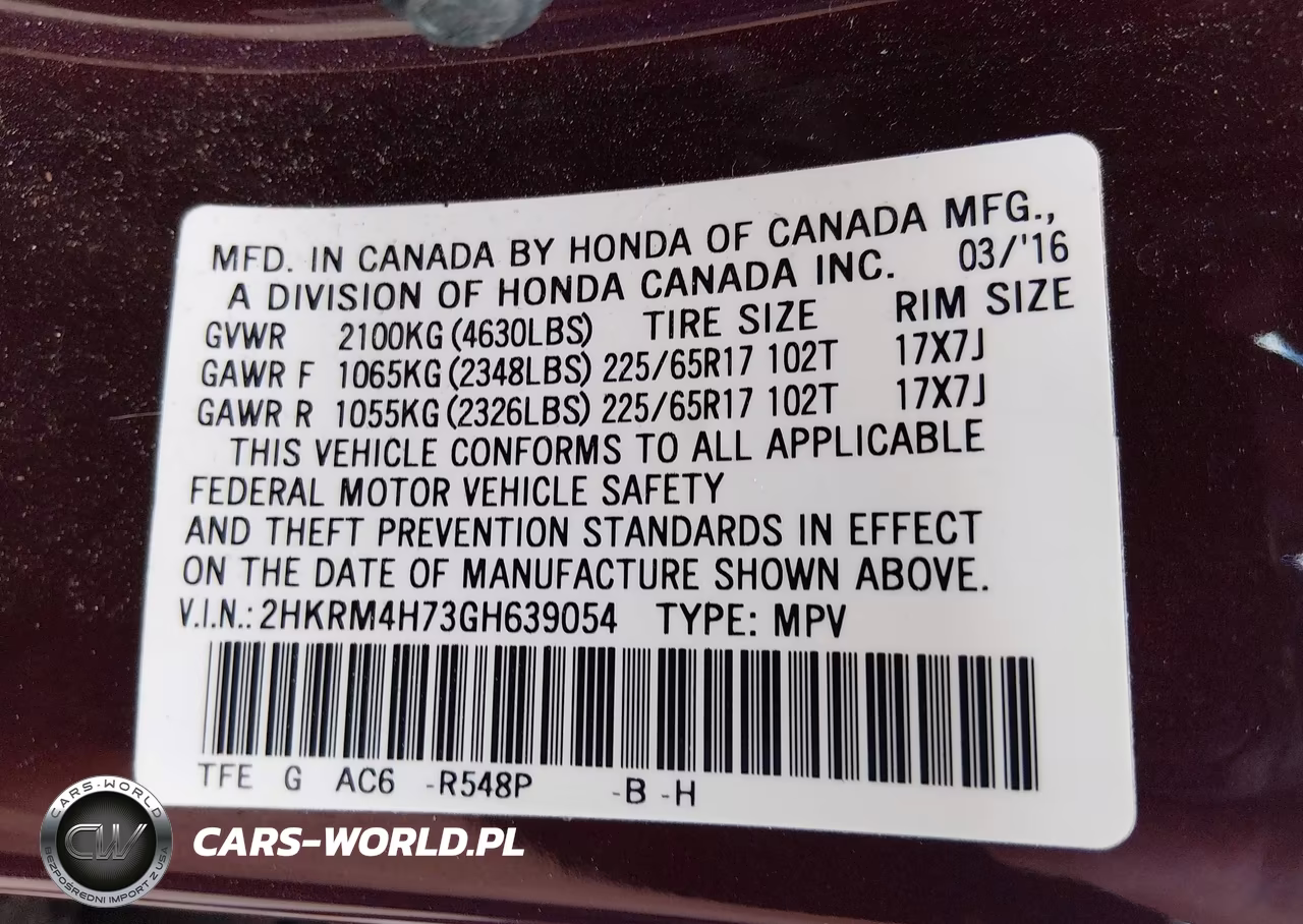 2016 Honda Cr-V Ex-L VIN:2HKRM4H73GH639054 - 9