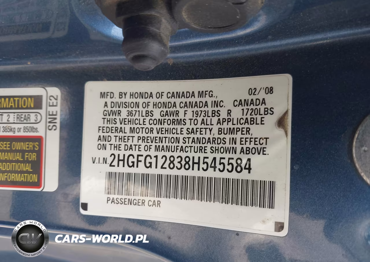 2008 Honda Civic Ex VIN:2HGFG12838H545584 - 9