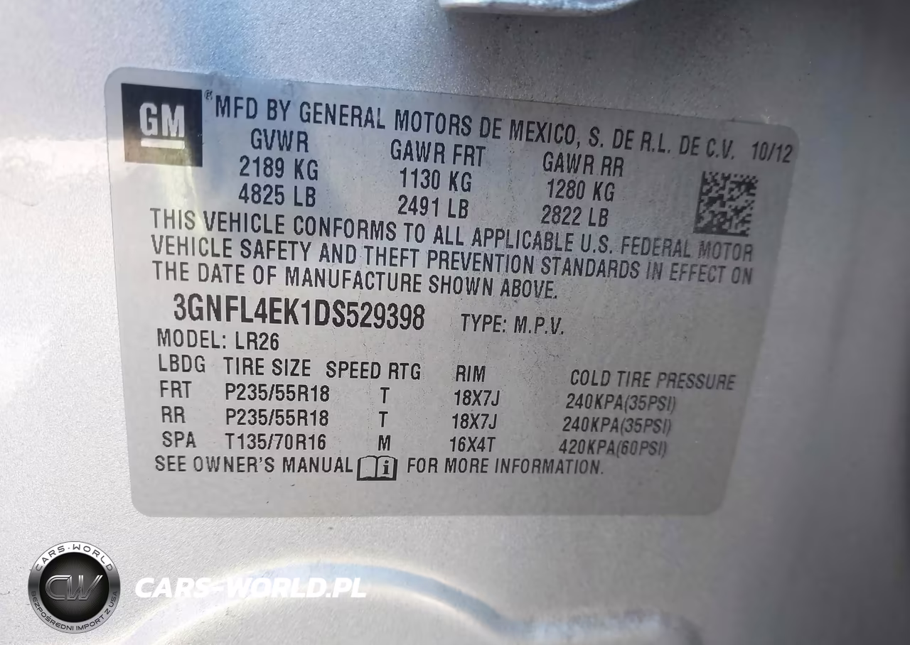 2013 Chevrolet Captiva Sport Ltz VIN:3GNFL4EK1DS529398 - 9
