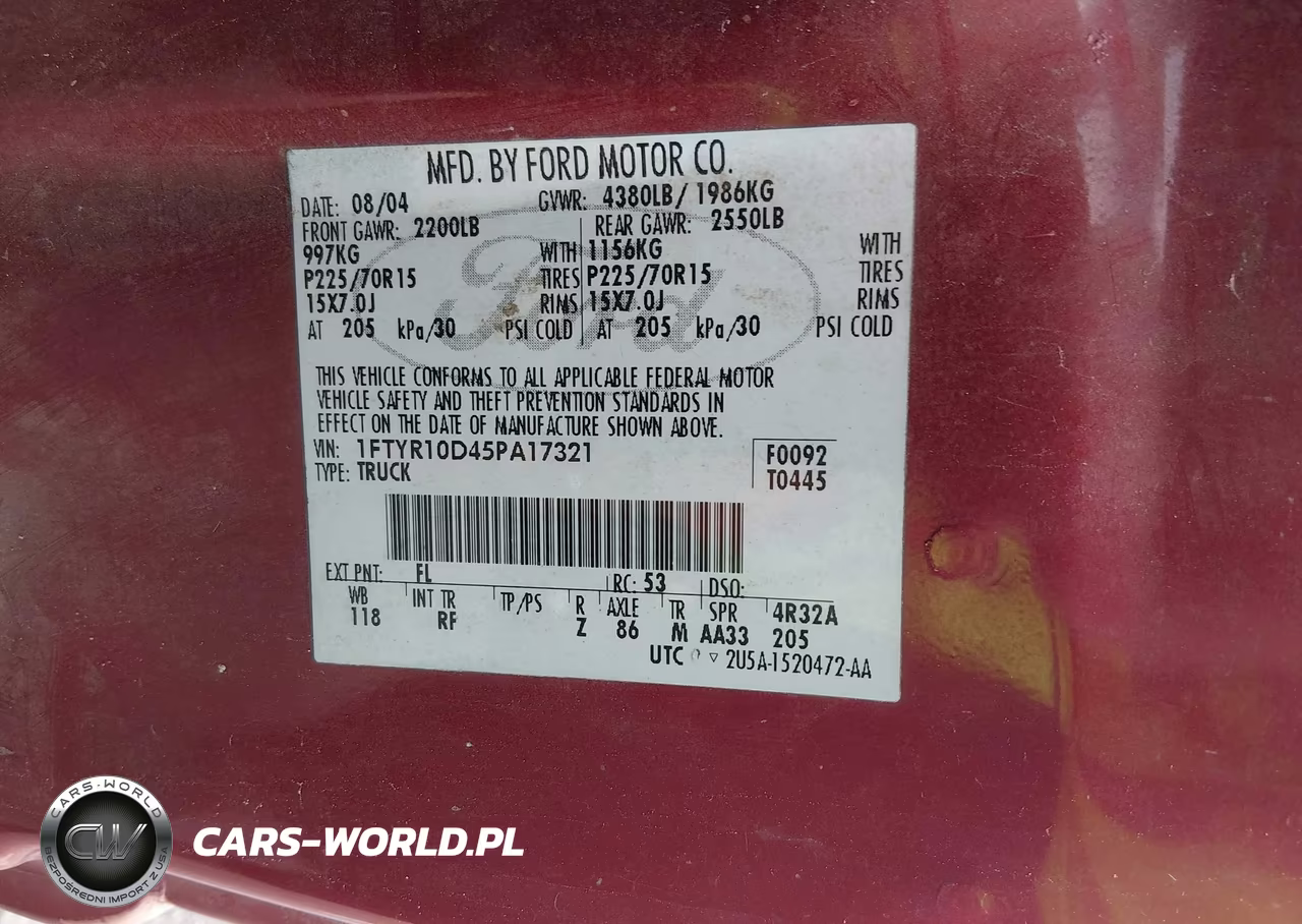 2005 Ford Ranger Xl-Xls-Xlt VIN:1FTYR10D45PA17321 - 9