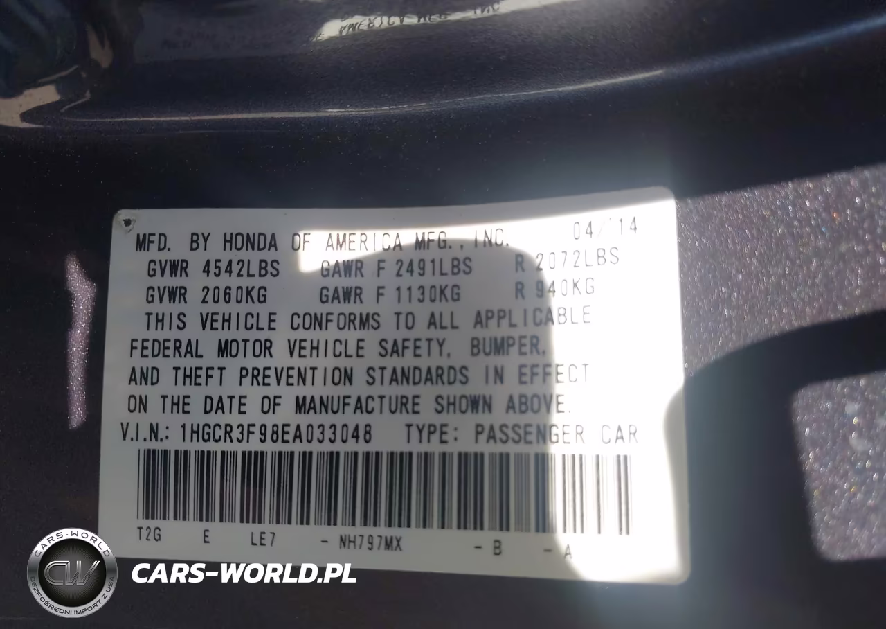 2014 Honda Accord Touring VIN:1HGCR3F98EA033048 - 9