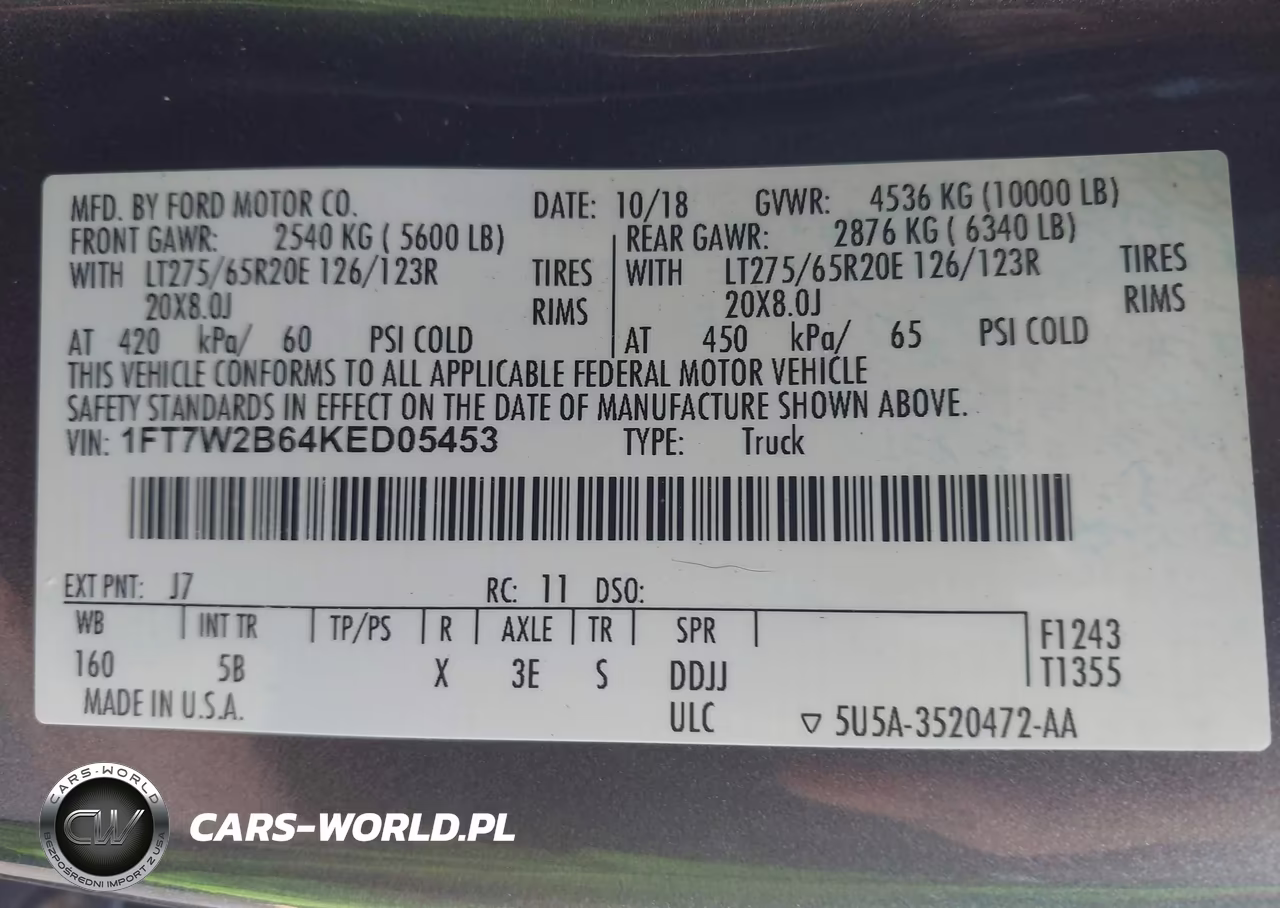 2019 Ford F-250 Lariat VIN:1FT7W2B64KED05453 - 9