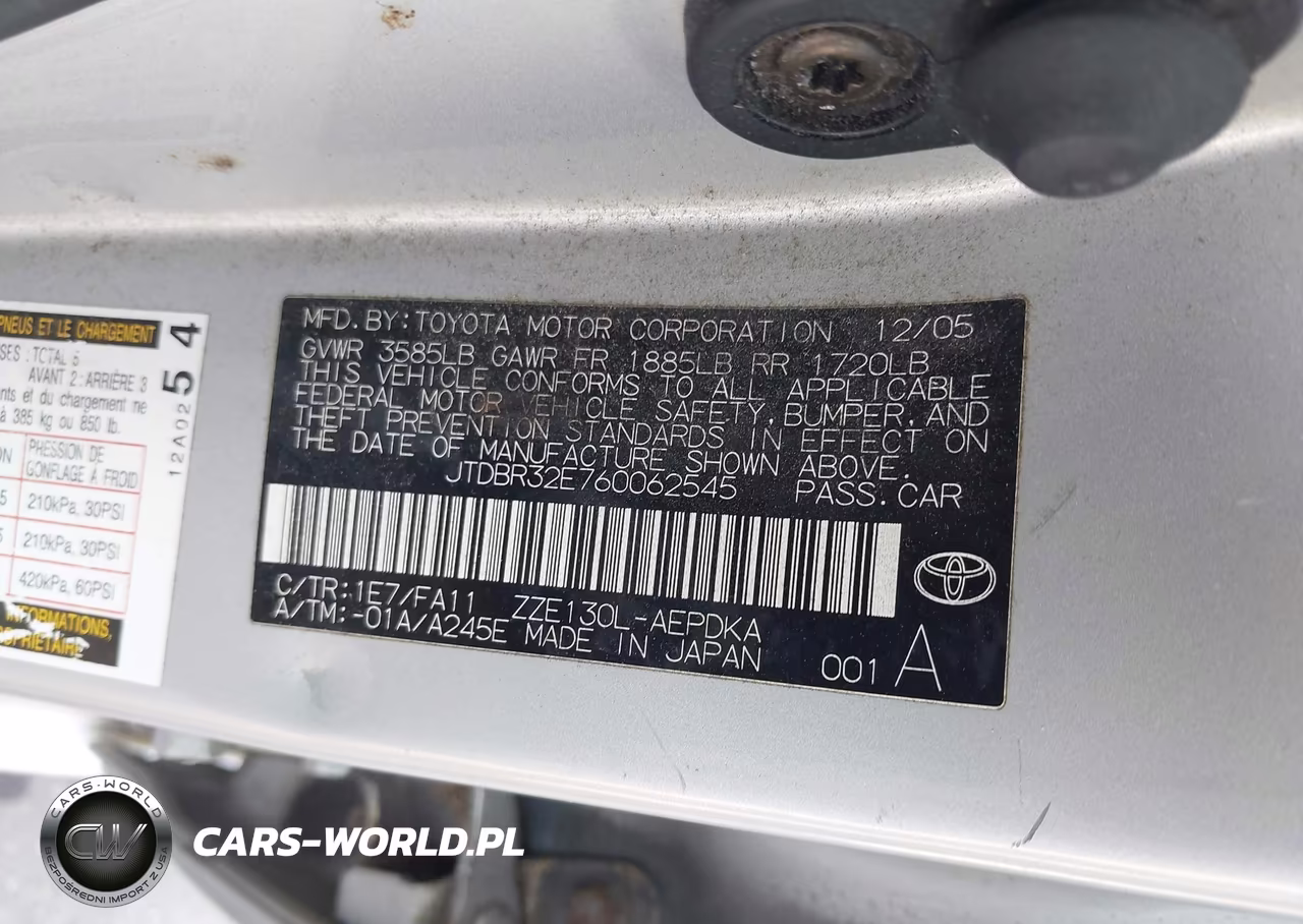 2006 Toyota Corolla Ce VIN:JTDBR32E760062545 - 9
