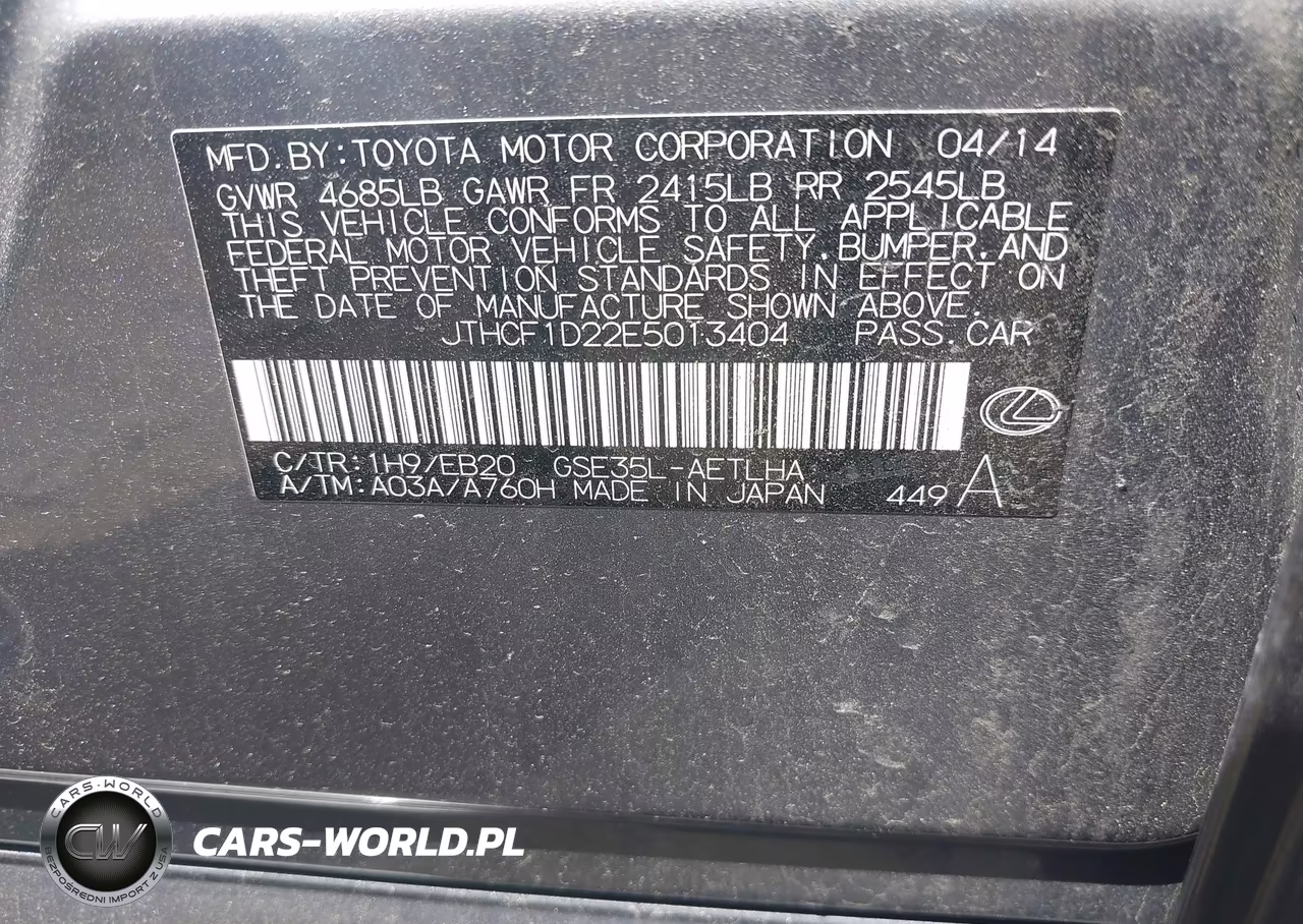 2014 Lexus Is 250 VIN:JTHCF1D22E5013404 - 9