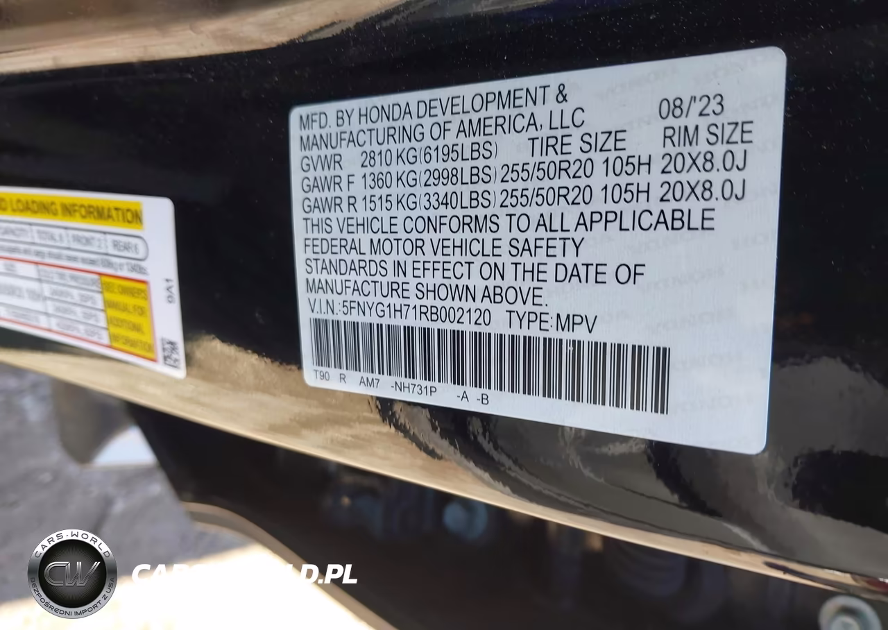 2024 Honda Pilot Touring VIN:5FNYG1H71RB002120 - 9
