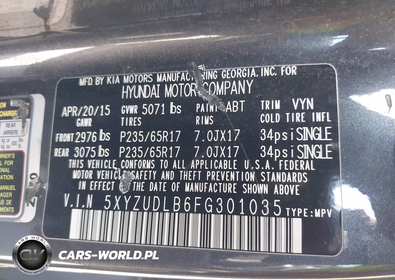 2015 Hyundai Santa Fe Sport 2.4L VIN:5XYZUDLB6FG301035 - 9