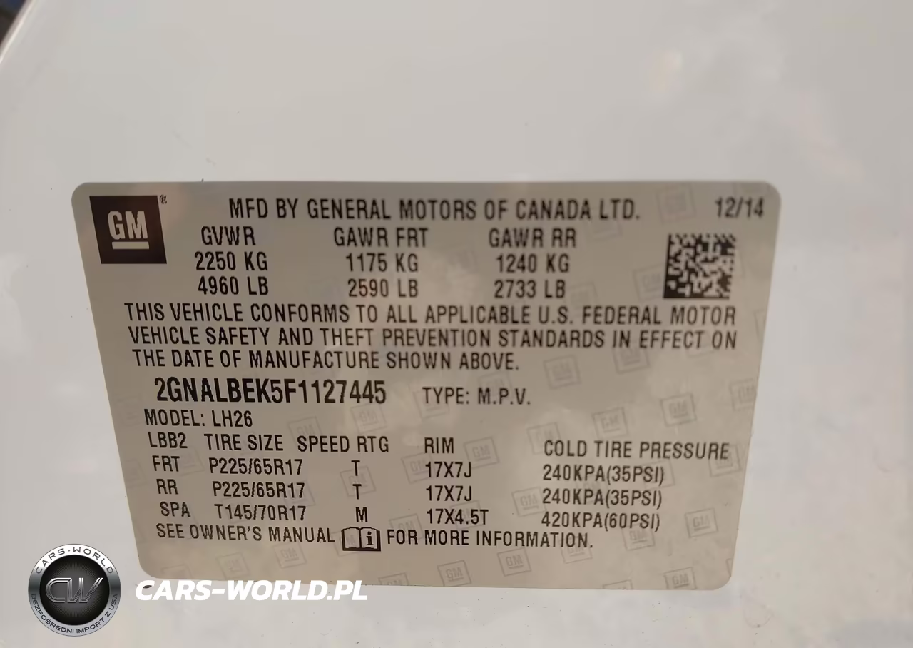 2015 Chevrolet Equinox 1Lt VIN:2GNALBEK5F1127445 - 9