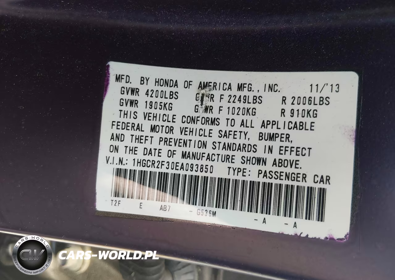 2014 Honda Accord Lx VIN:1HGCR2F30EA093850 - 9