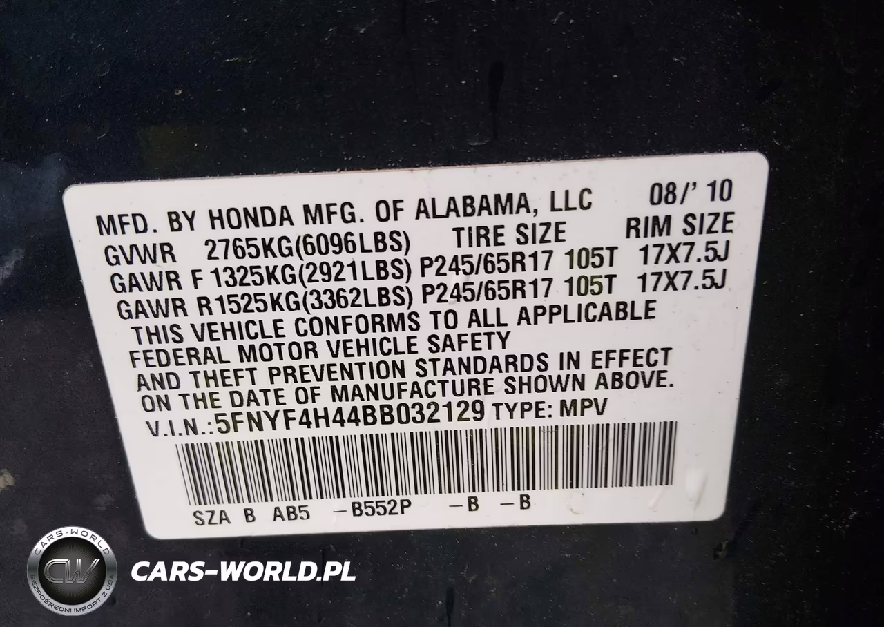 2011 Honda Pilot Ex VIN:5FNYF4H44BB032129 - 9