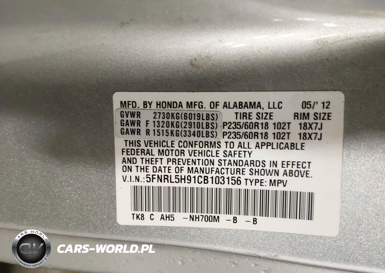 2012 Honda Odyssey Touring-Touring Elite VIN:5FNRL5H91CB103156 - 9