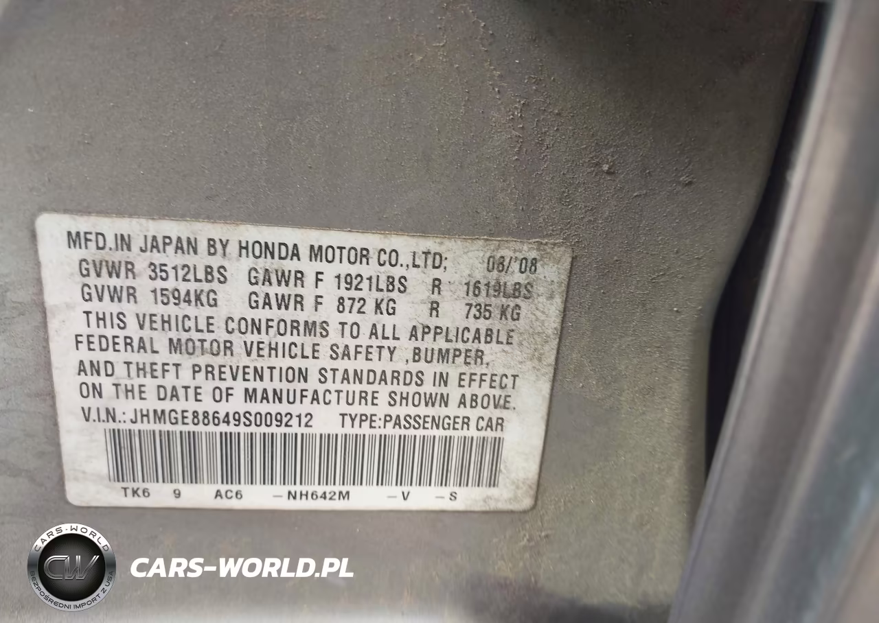 2009 Honda Fit Sport VIN:JHMGE88649S009212 - 9