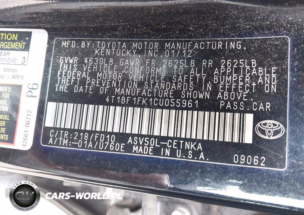 2012 Toyota Camry Se-Le-Xle VIN:4T1BF1FK1CU055961 - 9