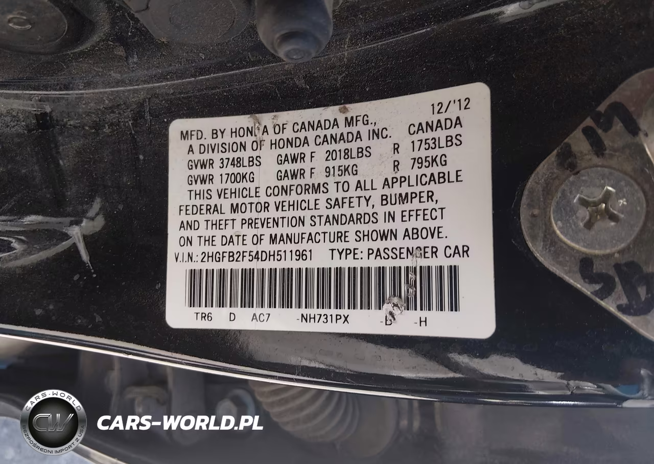 2013 Honda Civic Lx VIN:2HGFB2F54DH511961 - 9