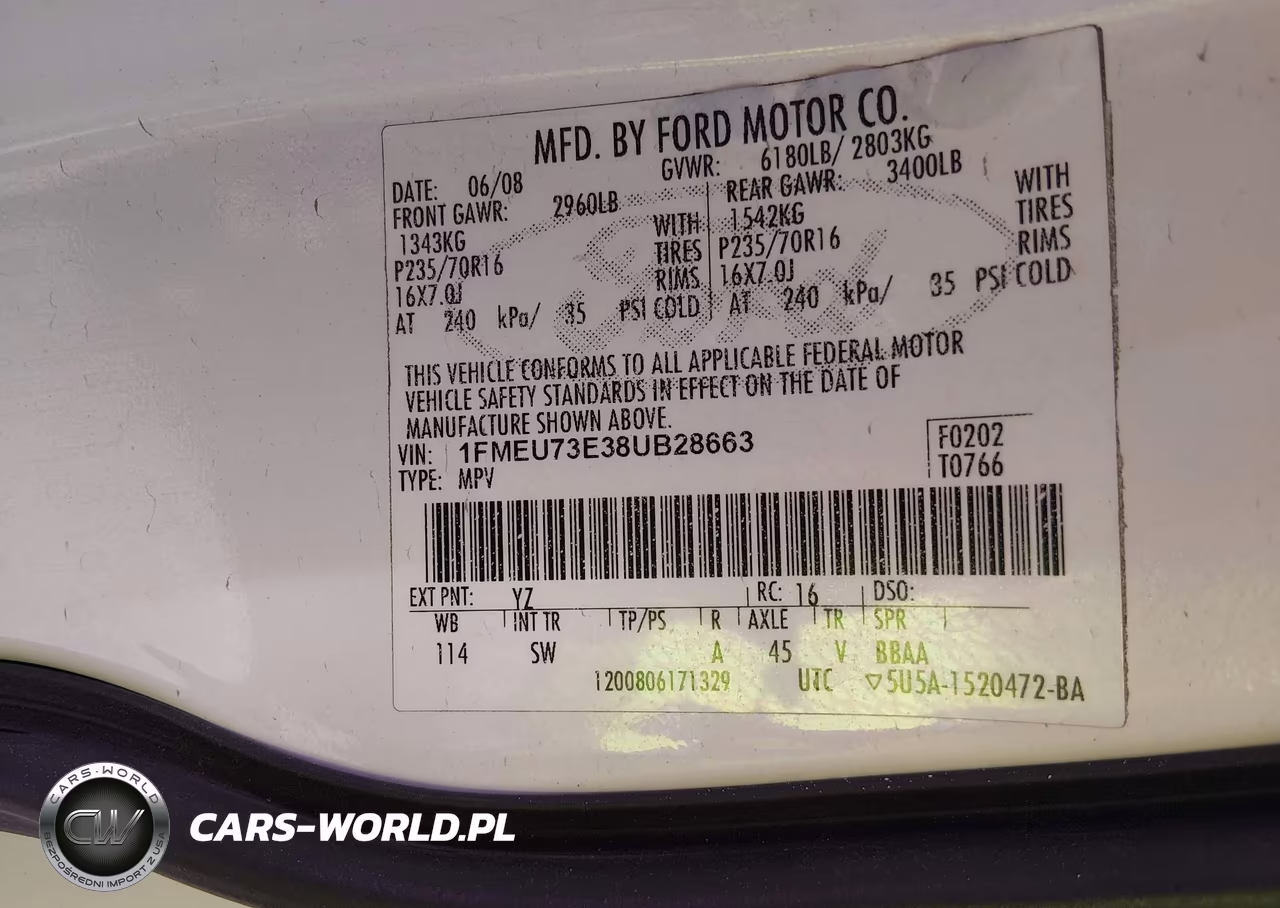 2008 Ford Explorer Xlt VIN:1FMEU73E38UB28663 - 9