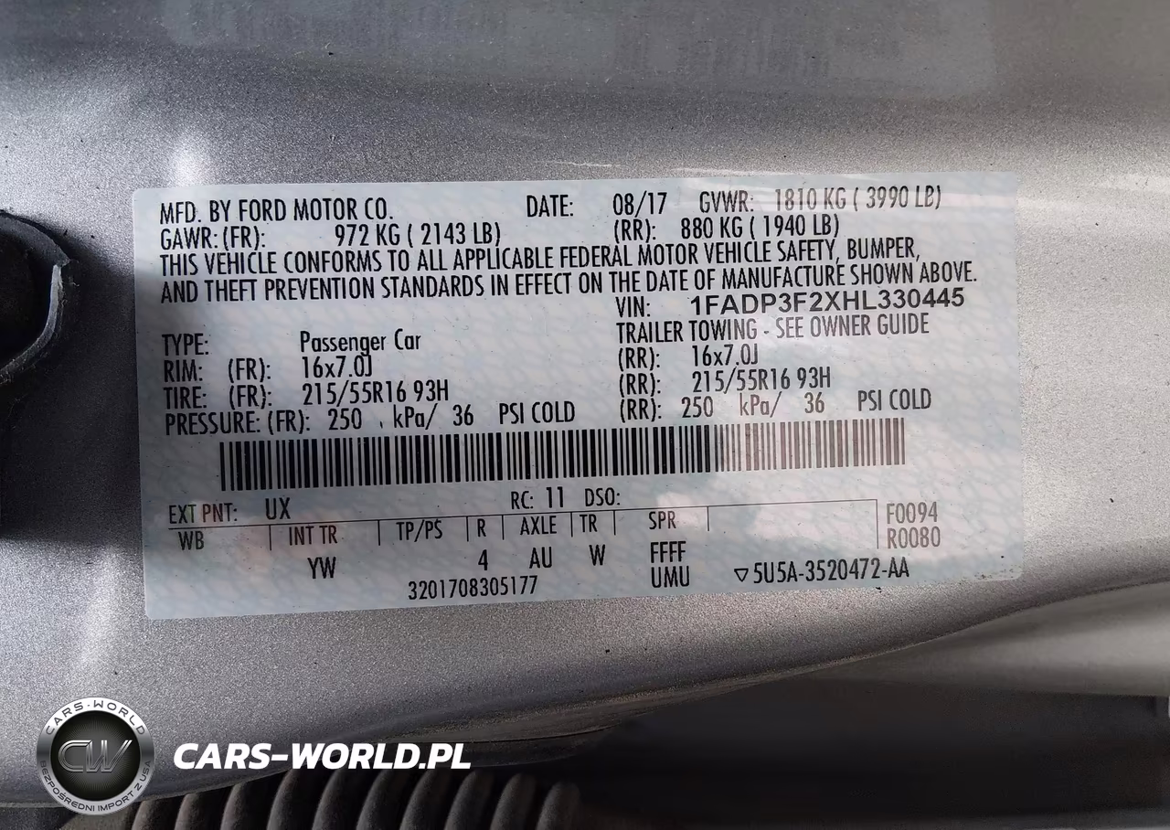 2017 Ford Focus Se VIN:1FADP3F2XHL330445 - 9
