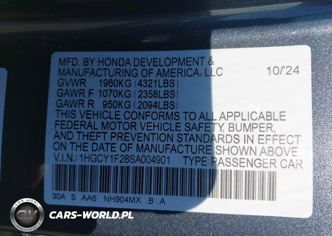 2025 Honda Accord Lx VIN:1HGCY1F28SA004901 - 9