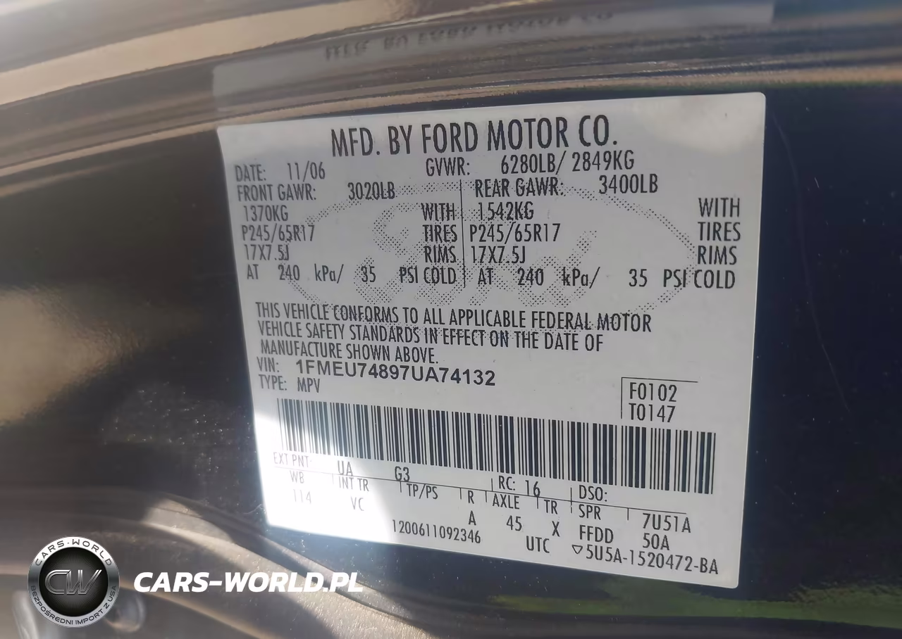 2007 Ford Explorer Eddie Bauer VIN:1FMEU74897UA74132 - 9